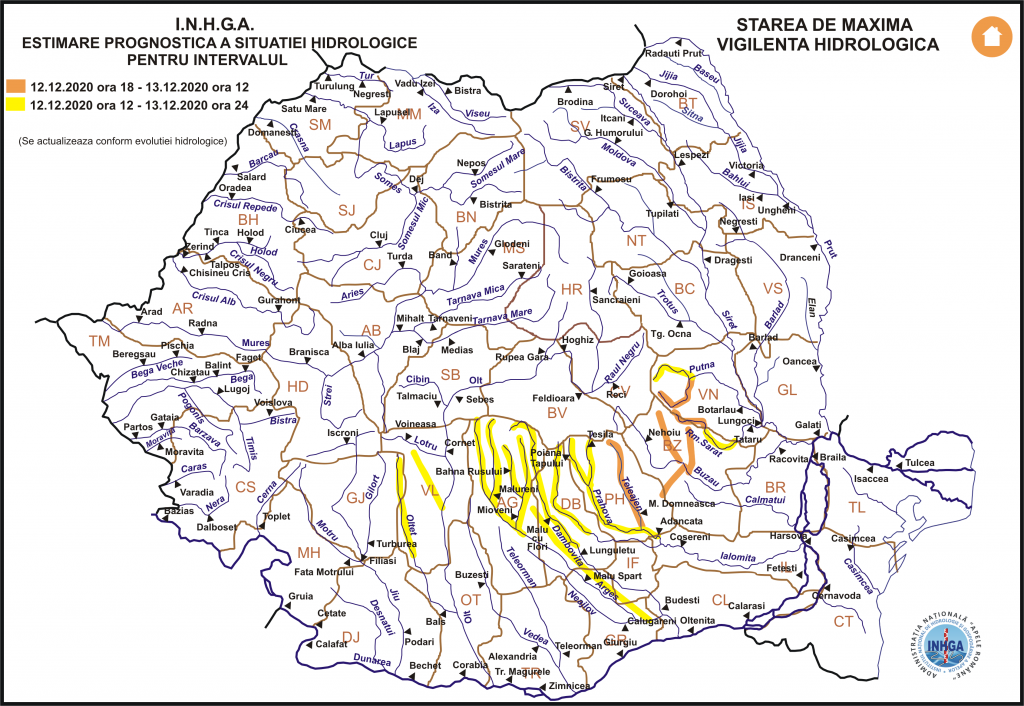 RISC MAJOR DE INUNDAȚII! Hidrologii au emis cod portocaliu pentru câteva râuri din Buzău