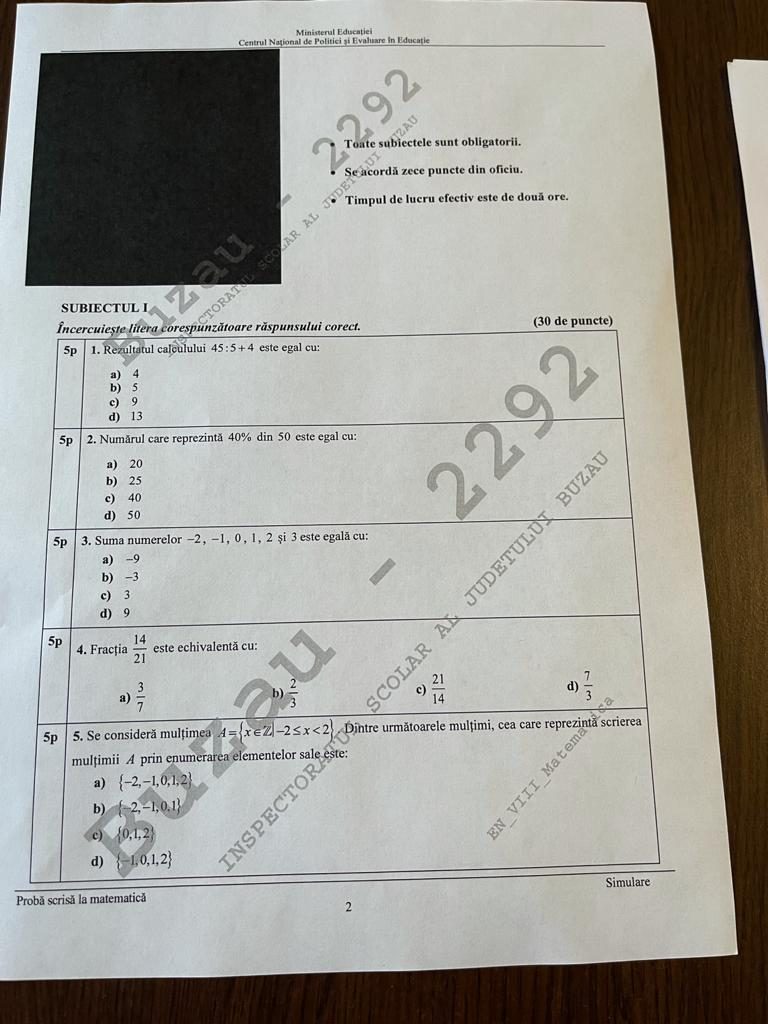 SIMULAREA LA MATEMATICĂ! Subiectele, rezolvate aici