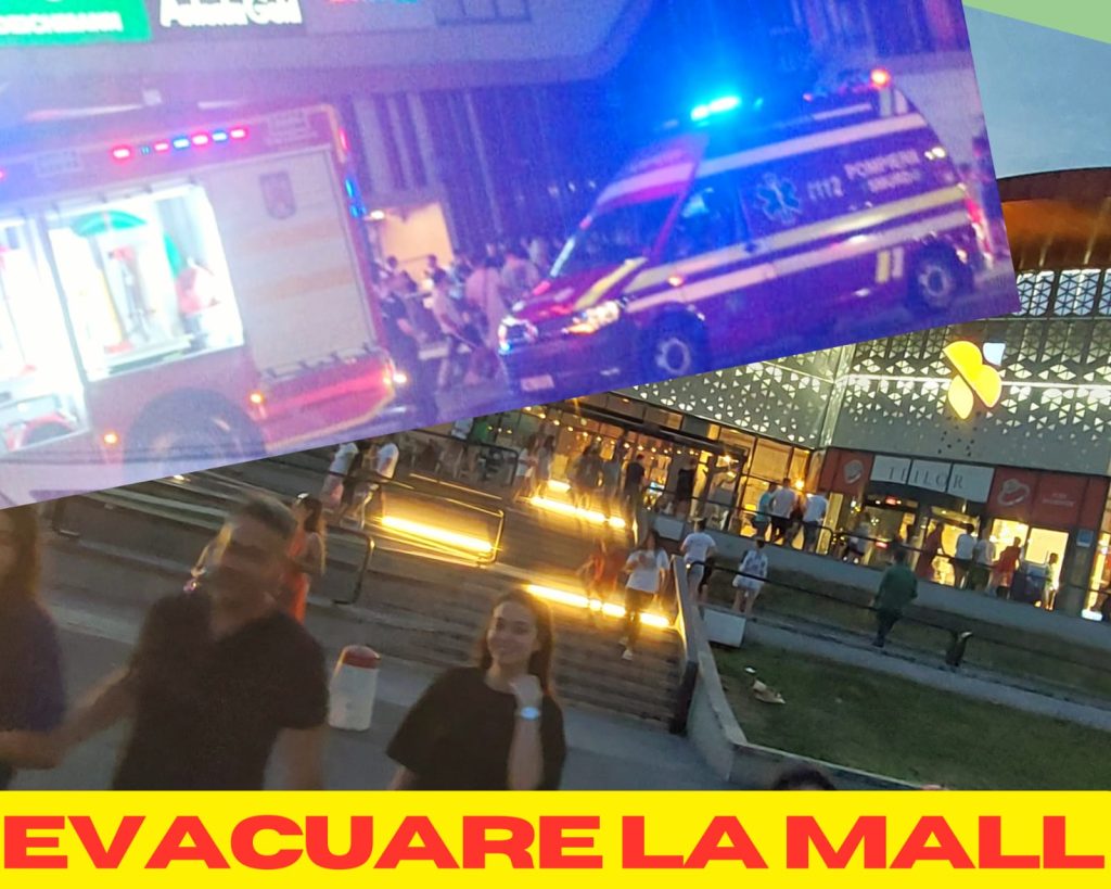 (Video) Evacuare la mall! Cinci mașini de pompieri au intervenit