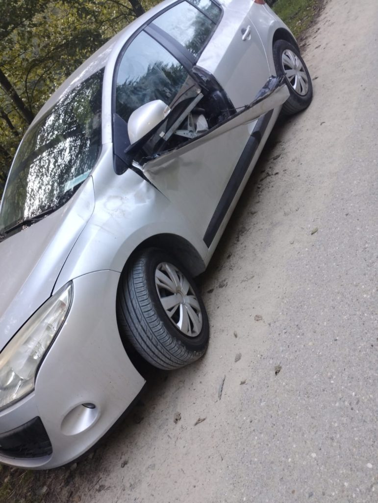 (FOTO) Autoturism distrus de urs, la Cașoca. Cum s-a transformat excursia unor bucureșteni într-un moment de groază