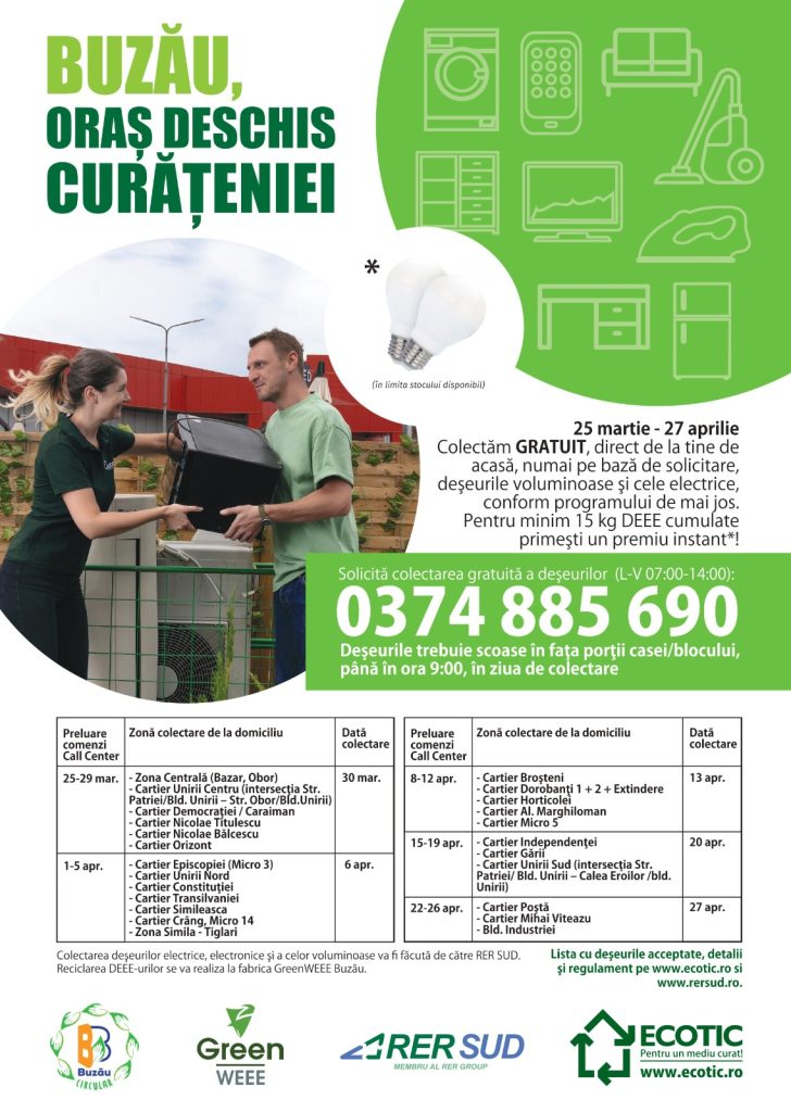Campanie gratuită de colectarea deșeurilor voluminoase și echipamente electrice. Programul complet