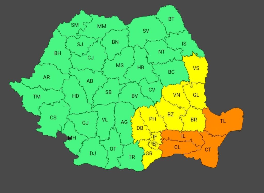 Avertizare meteorologică emisă pentru județul Buzău