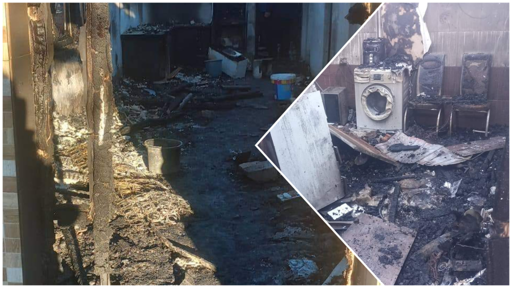 (FOTO) Fără adăpost în noiembrie. Un incendiu a mistuit casa unei familii cu copil mic din Viperești