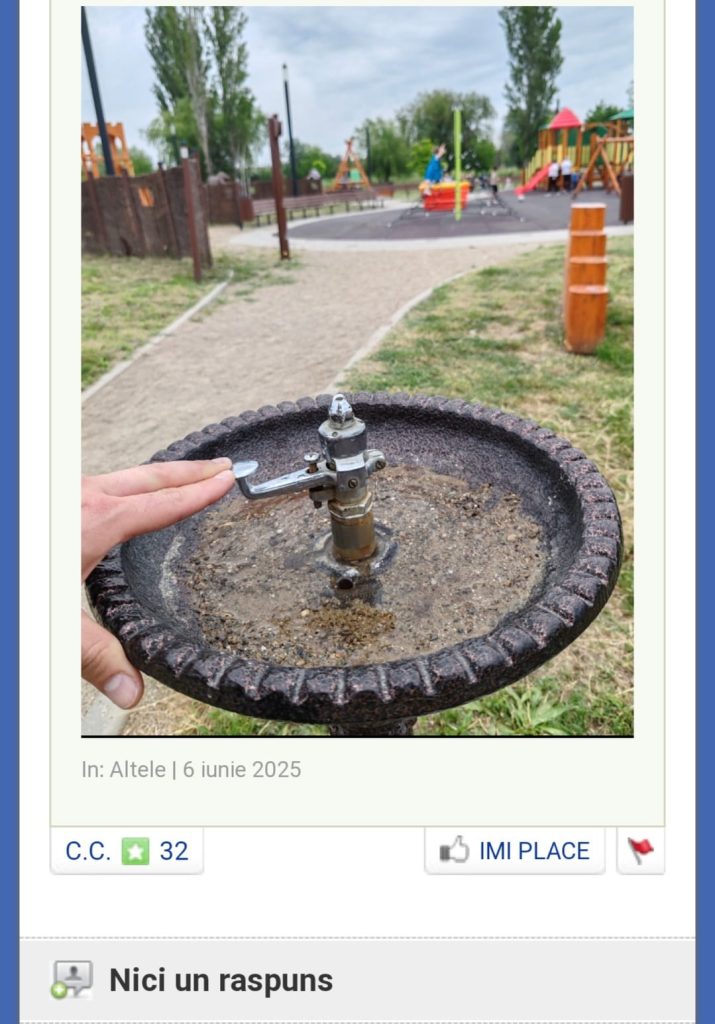 Cișmele nefuncționale în parcuri. ”Pe vremea aceasta este neapărat nevoie de ele”