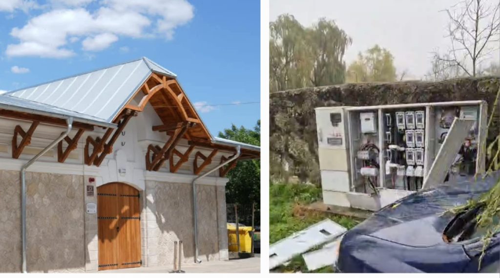 (VIDEO) Clădire emblematică din Buzău, la un pas de a râmâne în beznă. Un șofer s-a proptit în panoul electric