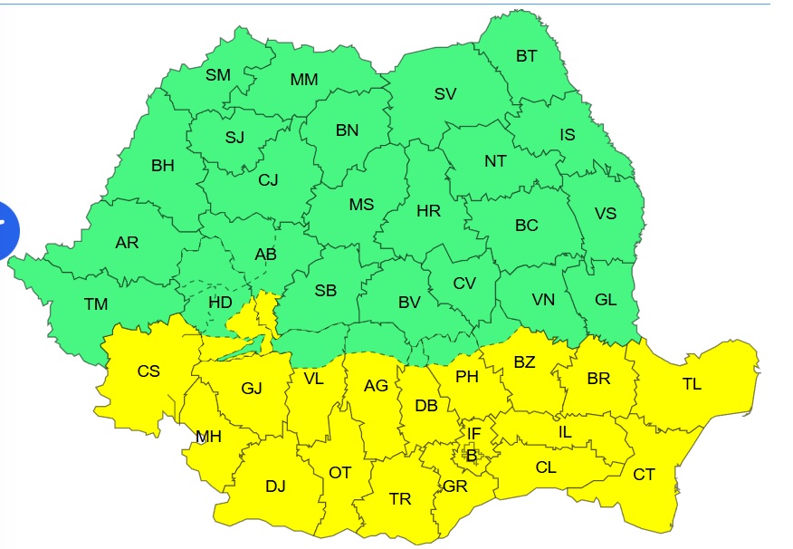 Buzăul, sub avertizare Cod Galben de vânt