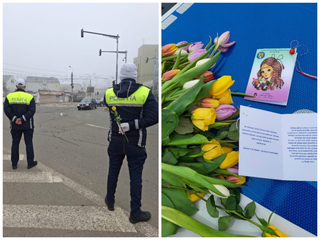 Șoferițele din Buzău, oprite în trafic…dar nu pentru amendă! Surpriza polițiștilor le-a adus zâmbetul pe buze (FOTO)