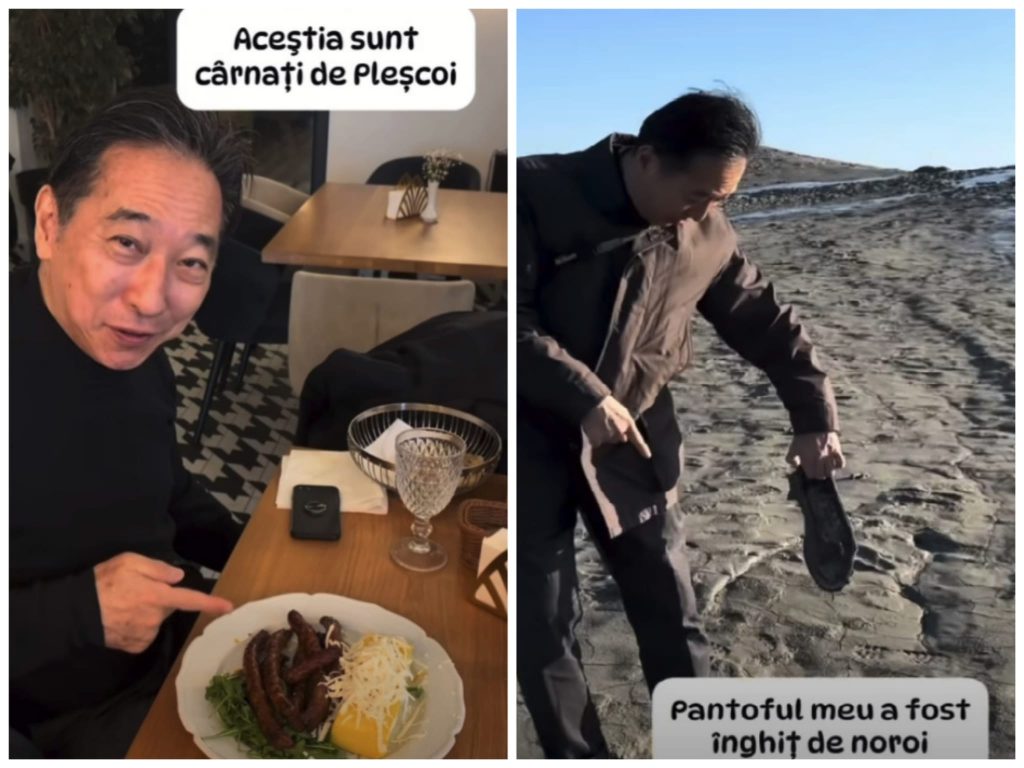 Lecție de diplomație și umor. Ambasadorul Japoniei promovează Buzăul într-un mod inedit, după ce noroiul de la Vulcani i-a „furat” talpa pantofului (VIDEO)