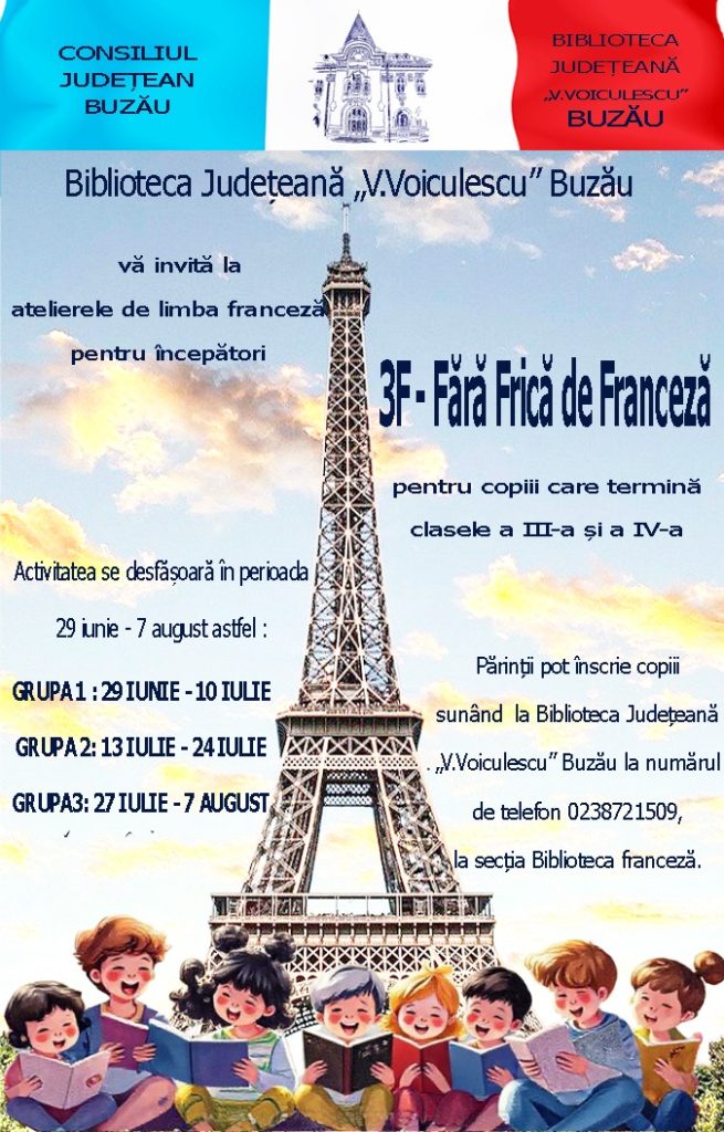 Ateliere de vară la Biblioteca Franceză din Buzău! Ore de franceză fără frică