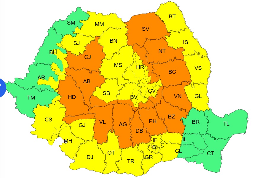 Furtuni puternice anunțate la Buzău. Locuitorii avertizați prin mesaj RO-ALERT