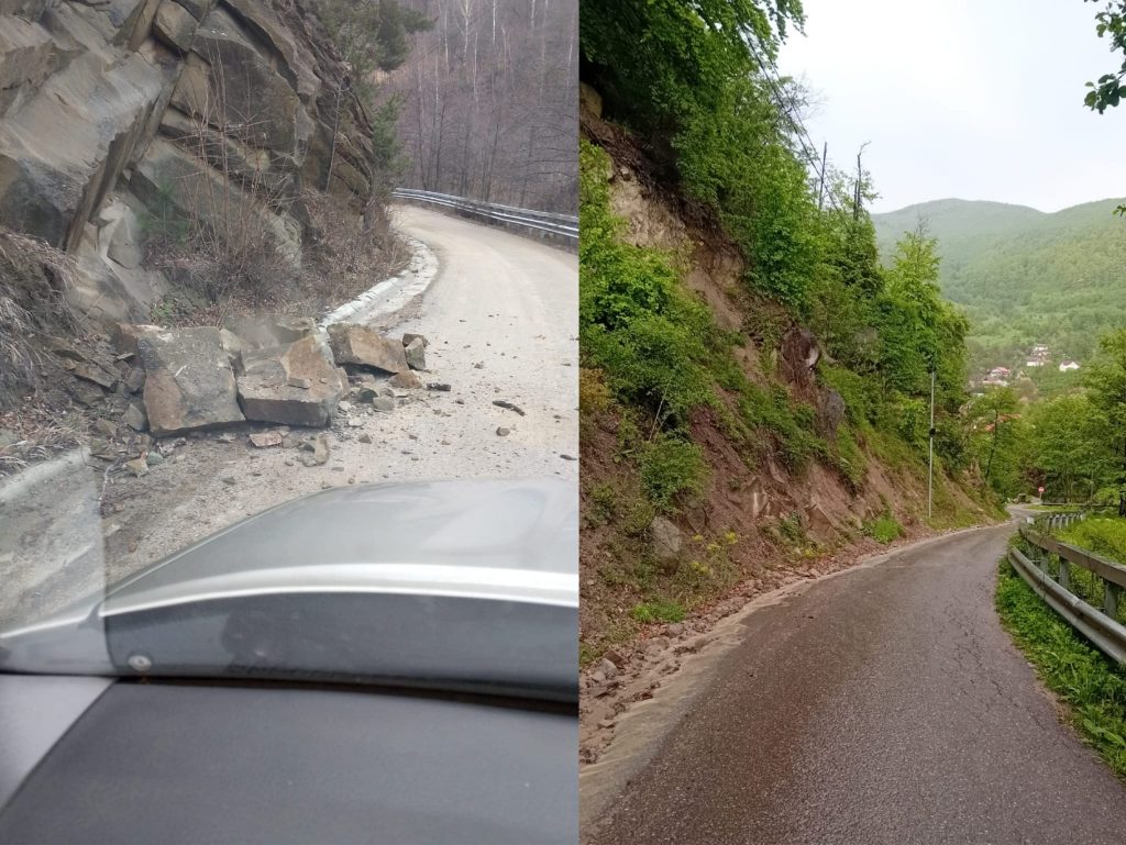 Drum din Buzău, sub amenințarea căderilor de pietre: ”Pe aici trece și microbuzul școlar”
