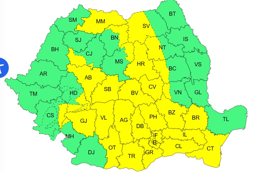 Vijelii pe timpul zilei, temperaturi ridicate pe timpul nopții